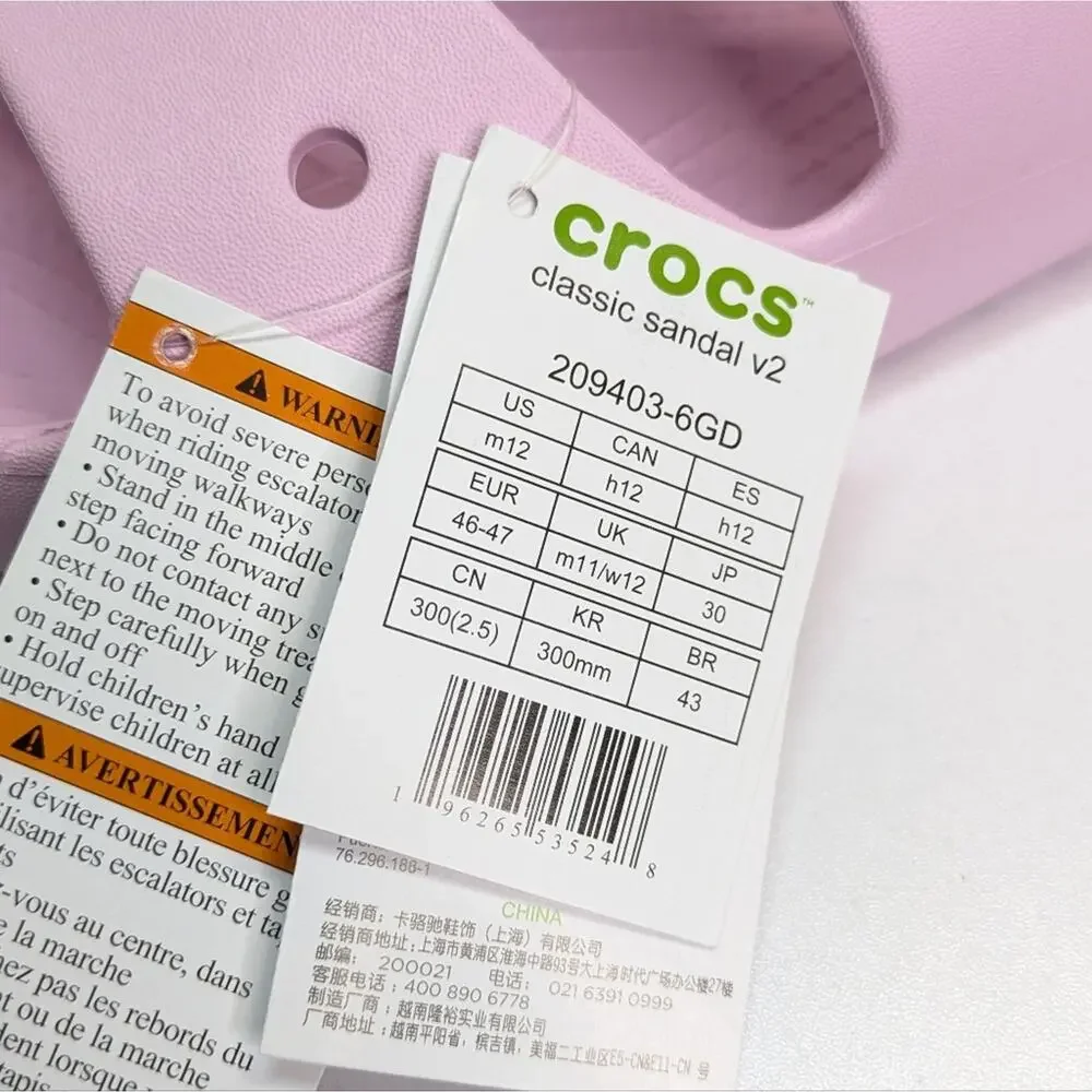 NEW Crocs Classic Slides Sandals 2.0 Ballerina Pink Straps Mens 12 Womens 14